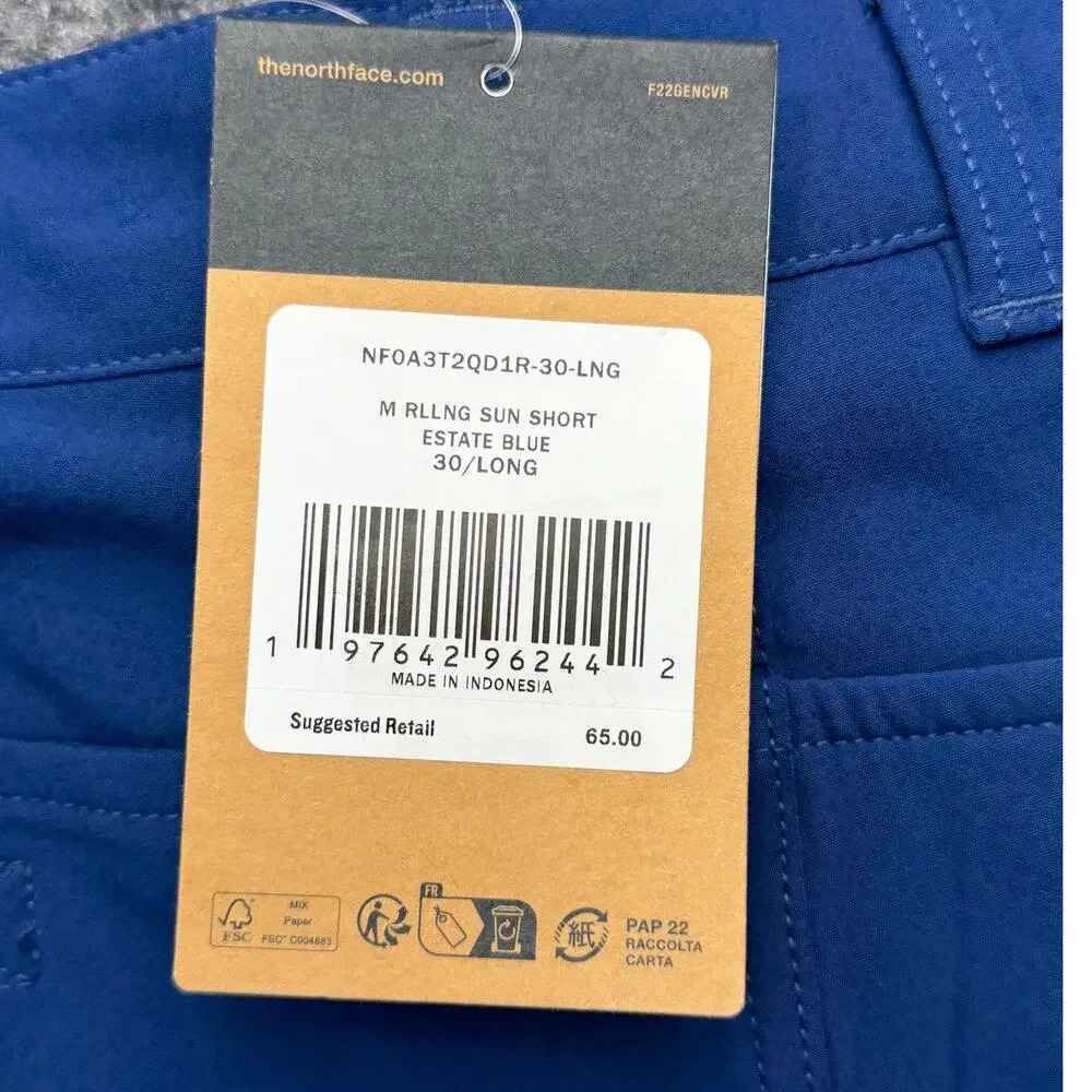 The North Face Rolling Sun Shorts Mens 30 Long Blue NWT FlashDry Stretch